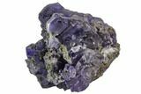 Deep Purple Fluorite Crystals with Quartz - China #111919-2